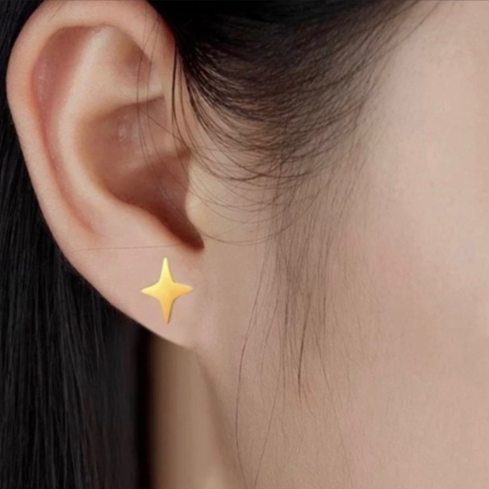 Stunning Stainless Steel Bright Star Stud Earrings Accessories Jewelry